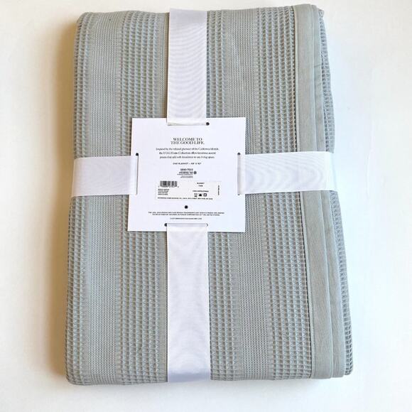 NWT UGG Blanket Bexley Ultra Soft Waffle Weave Blanket Twin Cotton Grey - Picture 2 of 3